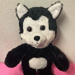 Classic Toy Co Restored Black and White Plush Wolf or Husky Dog Stuffed Animals